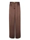 Ganni Brown Washed Satin Flared Trousers In Brown
