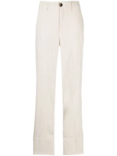 Ganni High-waisted Straight-leg Trousers In Neutrals