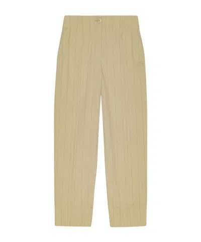 Ganni High-waisted Striped Trousers In Nude