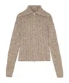 Ganni Alpaca-cotton-blend Zip-up Sweater In Nude