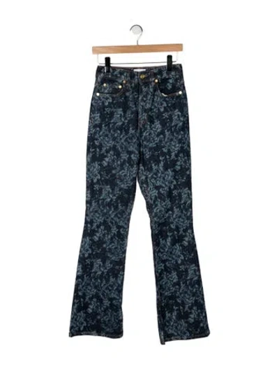 Pre-owned Ganni High-rise Flared Jeans In Blue