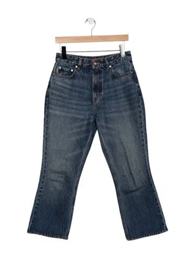 Pre-owned Ganni High-rise Flared Jeans In Blue