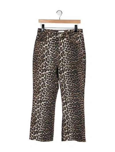 Pre-owned Ganni High-rise Flared Jeans In Brown