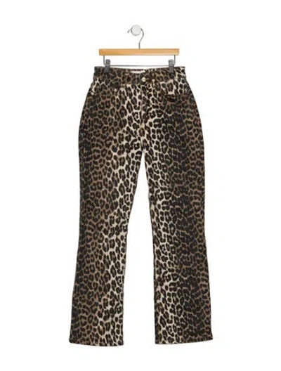 Pre-owned Ganni High-rise Flared Jeans In Brown