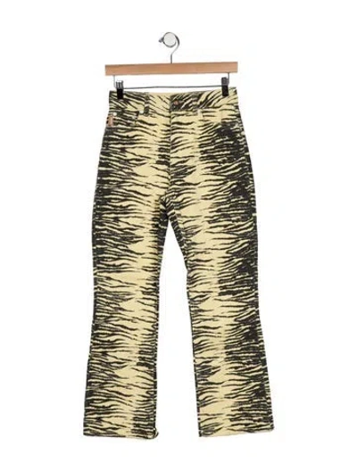 Pre-owned Ganni High-rise Flared Jeans In Green