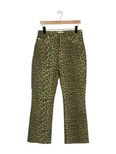 Pre-owned Ganni High-rise Flared Jeans In Green