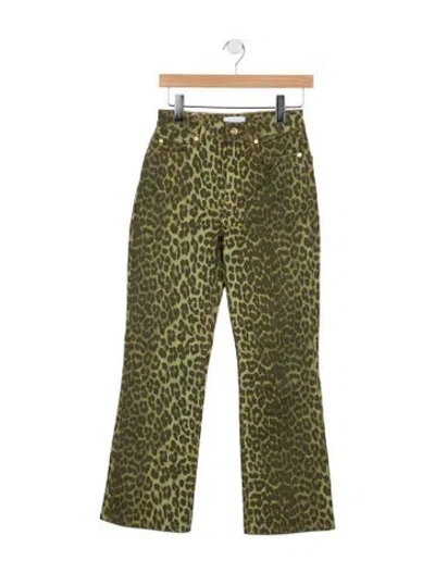 Pre-owned Ganni High-rise Flared Jeans In Green
