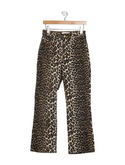 Pre-owned Ganni High-rise Flared Jeans In Neutrals