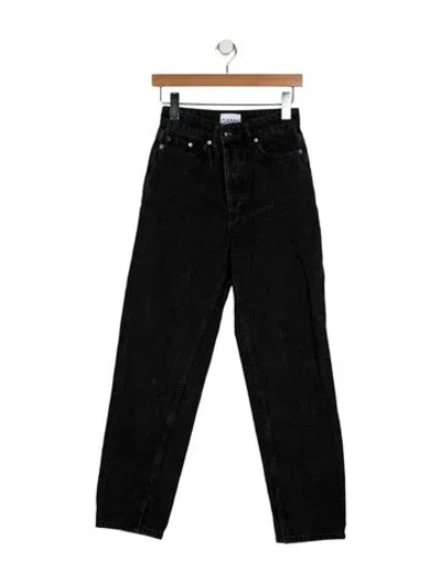 Pre-owned Ganni High-rise Straight Leg Jeans In Black