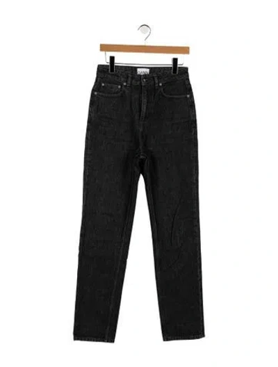 Pre-owned Ganni High-rise Straight Leg Jeans In Black