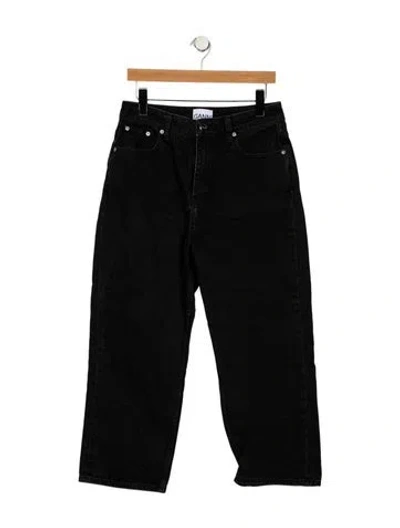 Pre-owned Ganni High-rise Straight Leg Jeans In Black
