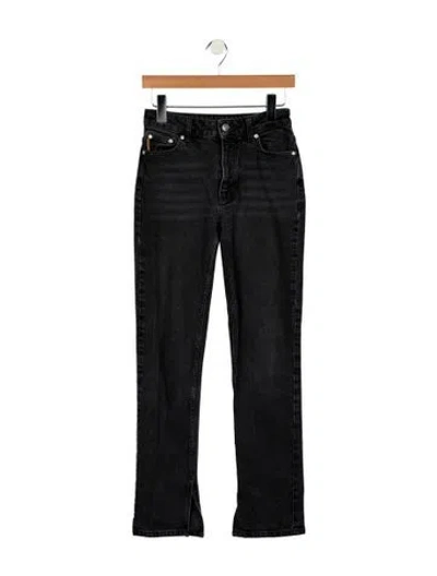 Pre-owned Ganni High-rise Straight Leg Jeans In Black