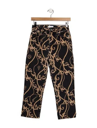 Pre-owned Ganni High-rise Straight Leg Jeans In Black