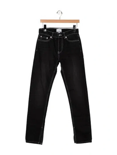 Pre-owned Ganni High-rise Straight Leg Jeans In Black