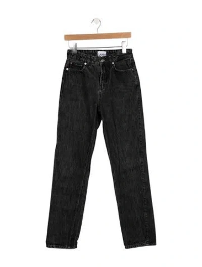 Pre-owned Ganni High-rise Straight Leg Jeans In Black