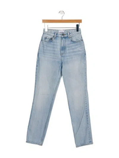 Pre-owned Ganni High-rise Straight Leg Jeans In Blue