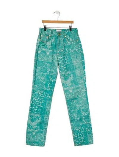 Pre-owned Ganni High-rise Straight Leg Jeans In Blue