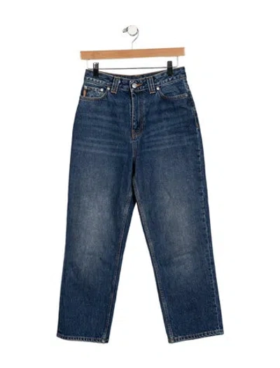 Pre-owned Ganni High-rise Straight Leg Jeans In Blue
