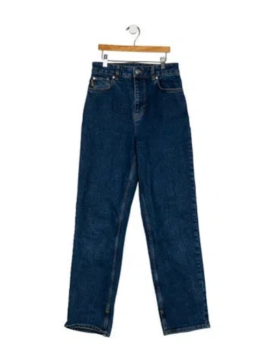 Pre-owned Ganni High-rise Straight Leg Jeans In Blue
