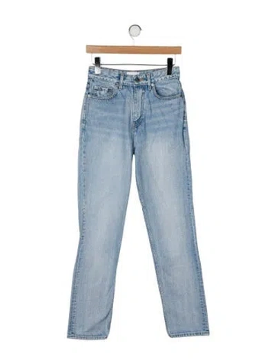 Pre-owned Ganni High-rise Straight Leg Jeans In Blue