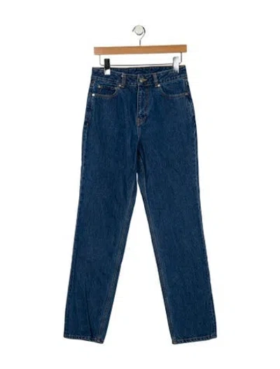 Pre-owned Ganni High-rise Straight Leg Jeans In Blue