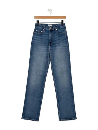 Pre-owned Ganni High-rise Straight Leg Jeans In Blue