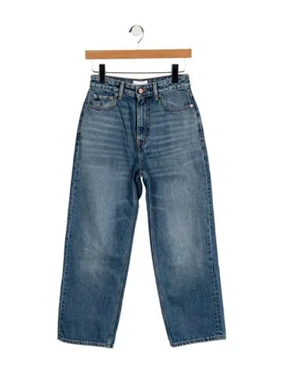 Pre-owned Ganni High-rise Straight Leg Jeans In Blue