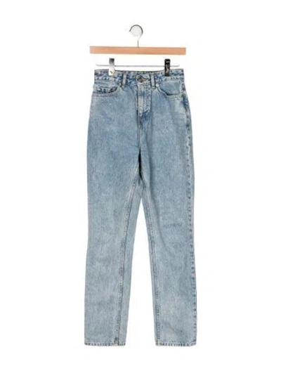 Pre-owned Ganni High-rise Straight Leg Jeans In Blue