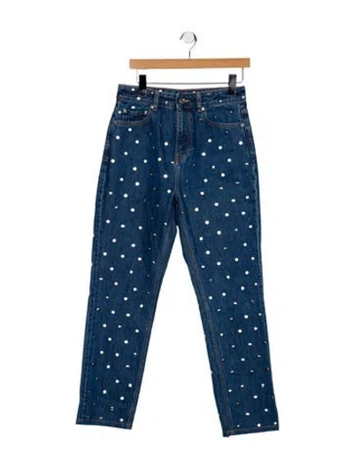 Pre-owned Ganni High-rise Straight Leg Jeans In Blue