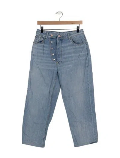 Pre-owned Ganni High-rise Straight Leg Jeans In Blue