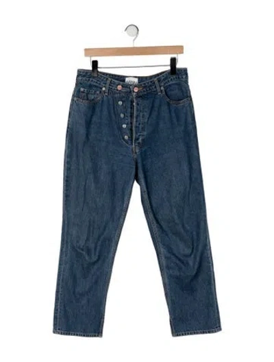 Pre-owned Ganni High-rise Straight Leg Jeans In Blue