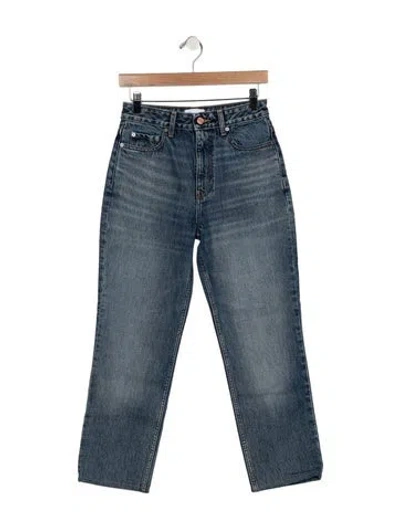 Pre-owned Ganni High-rise Straight Leg Jeans In Blue