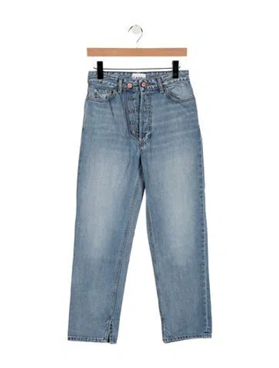 Pre-owned Ganni High-rise Straight Leg Jeans In Blue