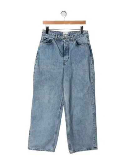 Pre-owned Ganni High-rise Straight Leg Jeans In Blue
