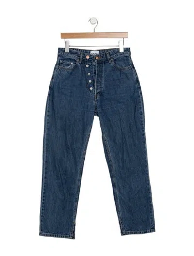 Pre-owned Ganni High-rise Straight Leg Jeans In Blue
