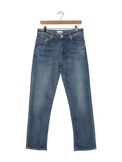 Pre-owned Ganni High-rise Straight Leg Jeans In Blue
