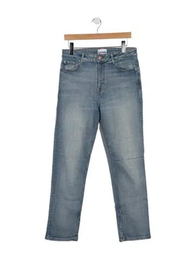 Pre-owned Ganni High-rise Straight Leg Jeans In Blue
