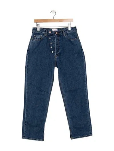 Pre-owned Ganni High-rise Straight Leg Jeans In Blue
