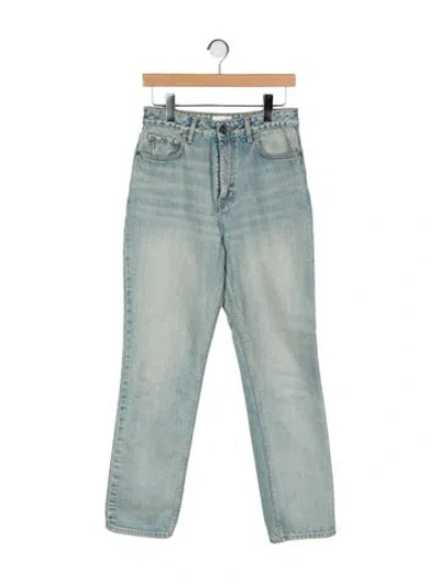 Pre-owned Ganni High-rise Straight Leg Jeans In Green