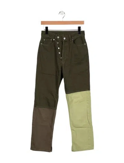 Pre-owned Ganni High-rise Straight Leg Jeans In Green