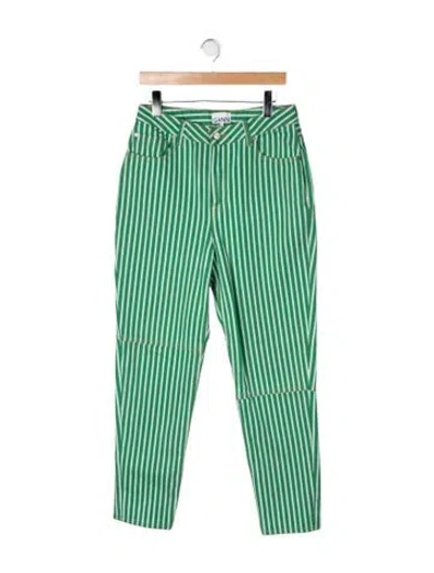 Pre-owned Ganni High-rise Straight Leg Jeans In Green
