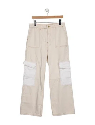Pre-owned Ganni High-rise Straight Leg Jeans In Neutral