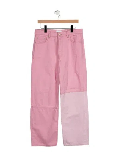 Pre-owned Ganni High-rise Straight Leg Jeans In Pink