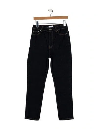 Pre-owned Ganni High-rise Straight Leg Jeans W/ Tags In Black