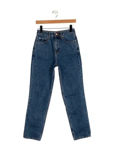 Pre-owned Ganni High-rise Straight Leg Jeans W/ Tags In Blue