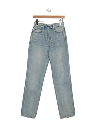Pre-owned Ganni High-rise Straight Leg Jeans W/ Tags In Blue