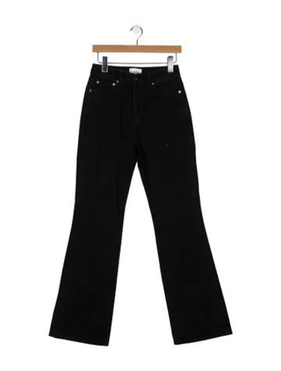 Pre-owned Ganni High-rise Wide Leg Jeans In Black