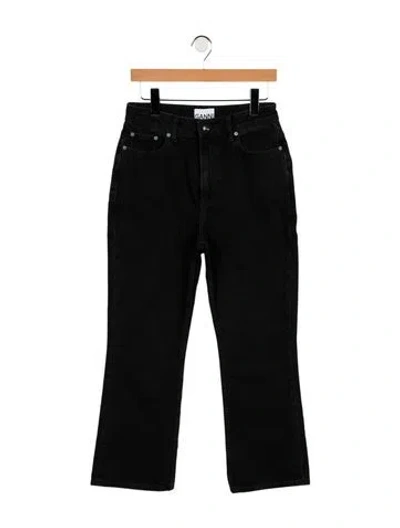 Pre-owned Ganni High-rise Wide Leg Jeans In Black