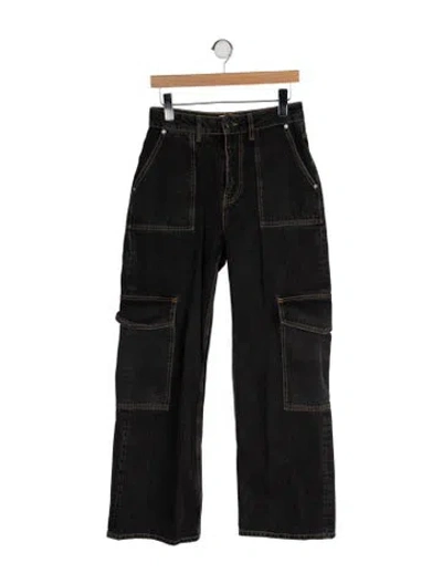 Pre-owned Ganni High-rise Wide Leg Jeans In Black