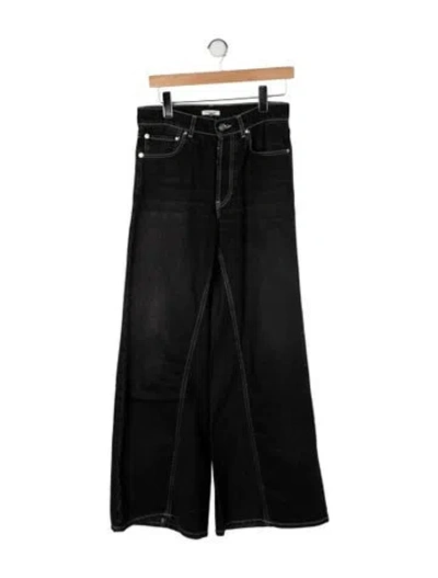 Pre-owned Ganni High-rise Wide Leg Jeans In Black